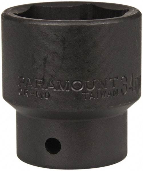 Paramount - 1/2" Drive 34mm Standard Impact Socket - 6 Points, 2" OAL - Americas Industrial Supply