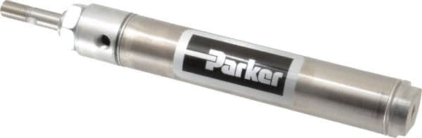 Parker - 5" Stroke x 1-1/4" Bore Double Acting Air Cylinder - 1/8 Port, 7/16-20 Rod Thread, 250 Max psi, 14 to 140°F - Americas Industrial Supply