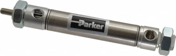 Parker - 2" Stroke x 3/4" Bore Double Acting Air Cylinder - 1/8 Port, 1/4-28 Rod Thread, 250 Max psi, 14 to 140°F - Americas Industrial Supply