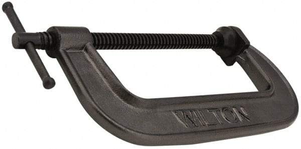 Hargrave - Light-Duty 14" Max Opening, 3-3/4" Throat Depth, Ductile Iron Standard C-Clamp - 2,850 Lb Capacity, 0" Min Opening, Standard Throat Depth - Americas Industrial Supply