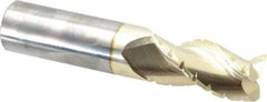 Accupro - 1" Diam, 2" LOC, 3 Flute Solid Carbide Roughing & Finishing Square End Mill - ZrN Finish, 5" OAL, 1" Shank Diam, Straight Shank, 37° Helix, Centercutting - Americas Industrial Supply