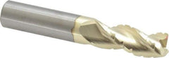 Accupro - 1/2" Diam, 1-1/4" LOC, 3 Flute Solid Carbide Roughing & Finishing Square End Mill - ZrN Finish, 3" OAL, 1/2" Shank Diam, Straight Shank, 37° Helix, Centercutting - Americas Industrial Supply
