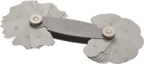 SPI - 32 Piece, 7.5 to 15 mm Radius, Stainless Steel Radius Gage Set - Style B, 0.5 mm Graduation - Americas Industrial Supply