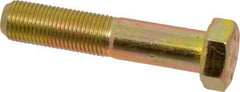 Made in USA - 1/2-20 UNF, 2-1/2" Length Under Head Hex Head Cap Screw - Partially Threaded, Grade 8 Alloy Steel, Zinc Yellow Dichromate Finish, 3/4" Hex - Americas Industrial Supply