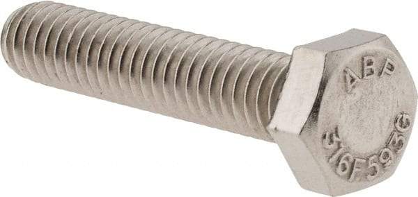 Value Collection - 5/16-18 UNC, 1-1/2" Length Under Head Hex Head Cap Screw - Fully Threaded, Grade 316 Stainless Steel, Uncoated, 1/2" Hex - Americas Industrial Supply