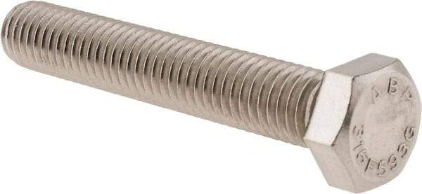 Value Collection - 1/2-13 UNC, 3" Length Under Head Hex Head Cap Screw - Fully Threaded, Grade 316 Stainless Steel, Uncoated, 3/4" Hex - Americas Industrial Supply