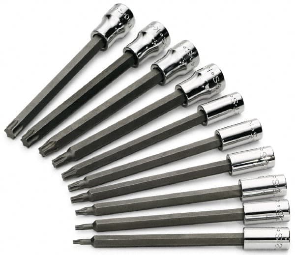 SK - 10 Piece 1/4 & 3/8" Drive Torx Bit Socket Set - T8 to T50 Torx - Americas Industrial Supply