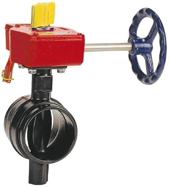 NIBCO - 6" Pipe, Grooved Butterfly Valve - Gear Handle, Ductile Iron Body, Polyamide Seat, 300 WOG, Buna-N Coated Ductile Iron Disc, Stainless Steel Stem - Americas Industrial Supply