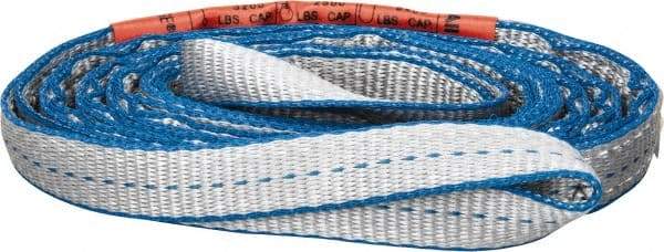 Lift-All - 8' Long x 1" Wide, 3,200 Lb Vertical Capacity, 2 Ply, Polyester Web Sling - 2,500 Lb Choker Capacity, Silver (Color) - Americas Industrial Supply