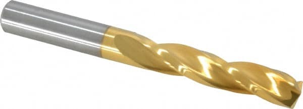 Guhring - 9.6mm 150° Solid Carbide Jobber Drill - TiN Finish, Right Hand Cut, Spiral Flute, Straight Shank, 3.504" OAL, Standard Point - Americas Industrial Supply
