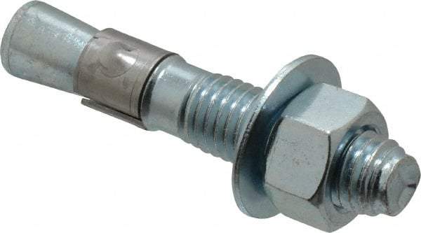 Red Head - 5/8" Diam, 5/8" Drill, 3-1/2" OAL, 3-15/32" Min Embedment Wedge Expansion Concrete Anchor - Grade 3 Steel, Zinc-Plated Finish, Tie Wire Head, 1-3/4" Thread Length - Americas Industrial Supply