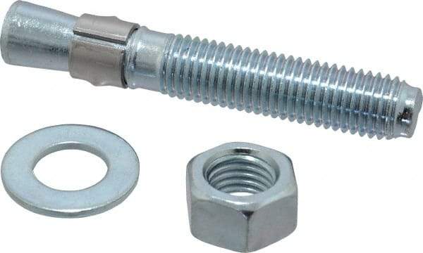 Red Head - 3/4" Diam, 3/4-10, 4-3/4" OAL, Grade 3, Wedge Expansion Concrete Anchor - Steel, Zinc Plated, 2-7/8" Thread Length, Tie Wire Head, 3/4" Drill - Americas Industrial Supply