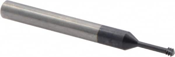 Iscar - #10-32, #8-32 UNC, UNF, 0.126" Cutting Diam, 3 Flute, Solid Carbide Helical Flute Thread Mill - Internal Thread, 0.49" LOC, 2-1/2" OAL, 1/4" Shank Diam - Americas Industrial Supply