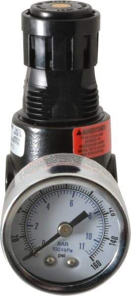Wilkerson - 1/8 NPT Port, 13 CFM, Zinc Miniature Regulator - 2 to 125 psi Range, 300 Max psi Supply Pressure, 1/8" Gauge Port Thread, 1.65" Wide x 2.88" High - Americas Industrial Supply