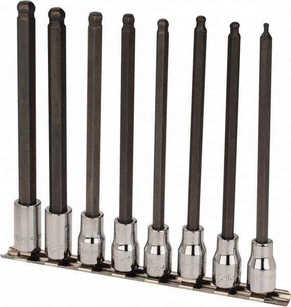 SK - 8 Piece 3/8" Drive Metric Ball Hex Bit Socket Set - 3 to 10mm Hex - Americas Industrial Supply