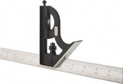 Starrett - 2 Piece, 12" Combination Square Set - 1/16, 1/32, 1/64 & 1/8" (4R) Graduation, Steel Blade, Cast Iron Square Head - Americas Industrial Supply