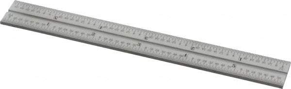 Starrett - 6 Inch Long Blade, 16R Graduation Combination Square Blade - Satin Chrome Finish, Steel, 1/100, 1/64, 1/50 and 1/32 Inch Graduation - Americas Industrial Supply