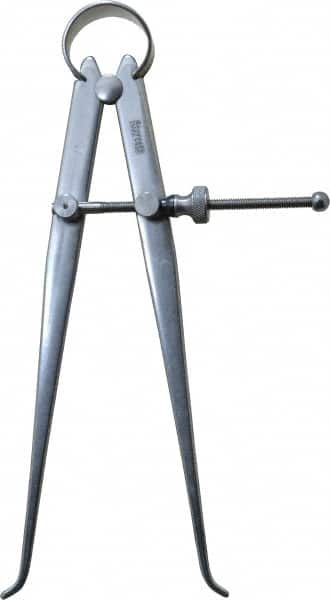 Starrett - 6 Inch Leg, Spring Joint, Steel, Polished, Inside Caliper - 6 Inch Max Measurement, 150mm Max Measurement, Flat Leg - Americas Industrial Supply
