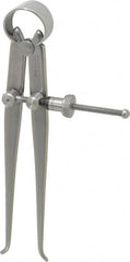 Starrett - 4 Inch Leg, Spring Joint, Steel, Polished, Inside Caliper - 4 Inch Max Measurement, 100mm Max Measurement, Flat Leg with Quick Nut Adjustment - Americas Industrial Supply