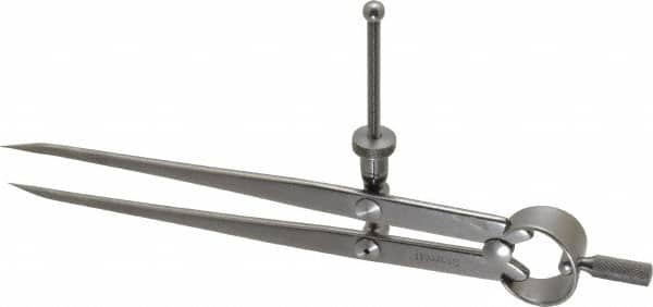 Starrett - 6 Inch Leg, Spring Joint, Steel, Polished, Divider - 6 Inch Max Measurement, 150mm Max Measurement, Flat Leg with Quick Nut Adjustment - Americas Industrial Supply
