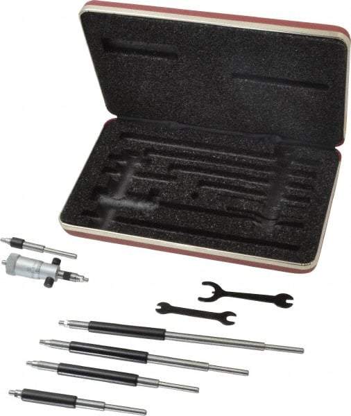 Starrett - 2 to 8", Satin Chrome Coated, Mechanical Inside Micrometer Set - 0.001" Graduation, Friction Thimble - Americas Industrial Supply