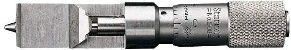 Starrett - 0 to 0.375 Inch Measurement Range, 0.001 Inch Graduation, Satin Coated Stainless Steel, Mechanical Can Seam Micrometer - Flat Spindle - Americas Industrial Supply