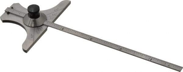 Starrett - 0 to 6 Inch Rule Measurement Range, 30 to 60° Angle Measurement Range, Steel Depth and Angle Gage - 60° Angle Graduation, 2-5/8 Inch Head Length, 1/8 Inch Head Width, 1/32 Inch Rule Graduation - Americas Industrial Supply