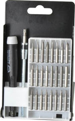 Wiha - 27 Piece, Screwdriver Micro Bit Set - #000, #00, #0 & #1 Phillips, 0.05 to 5/32" Hex, T3 to T15 Torx, 0.06, 0.08, 0.12 & 0.16 Slotted - Americas Industrial Supply
