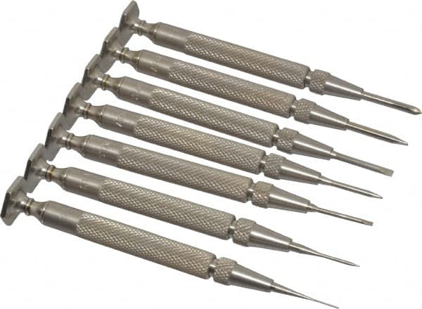 Starrett - 7 Piece Phillips & Slotted Screwdriver Set - Round Shank, Blade Sizes: Length 5/8, Bit Sizes: Philips #0 - Americas Industrial Supply