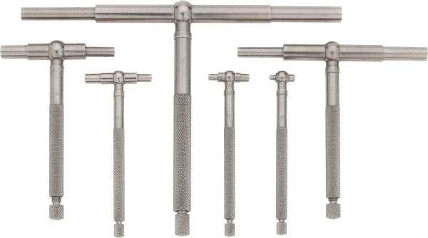Starrett - 6 Piece, 5/16 to 6 Inch, Polished Steel Finish, Telescoping Gage Set - 2-3/8 and 3-1/4 Inch Long Handles, Includes Case - Americas Industrial Supply