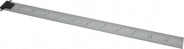 Starrett - 12" Long, 1/64, 1/32, 1/16, 1/8" Graduation, Rigid Spring Steel Rule - 4R Graduation Style, 1" Wide, Silver, Satin Chrome Finish - Americas Industrial Supply