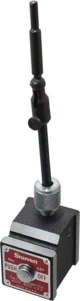 Starrett - 150 Lb Magnetic Force, Fine Adjustment Indicator Positioner & Holder with Base - Post & Rod, Rectangular Base, 1-15/16" Base Height, 1-5/8" Base Length, 1-7/8" Base Width - Americas Industrial Supply