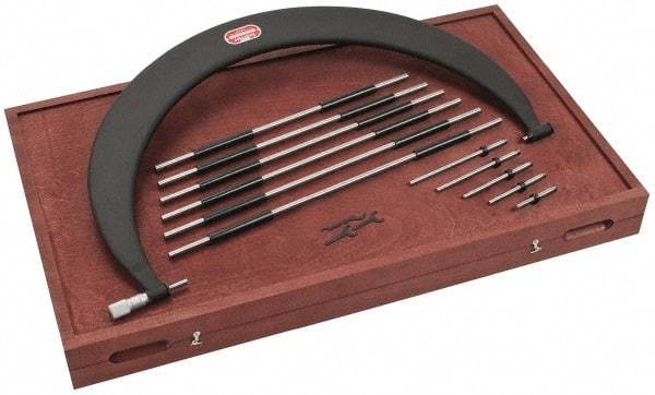 Starrett - 5 Anvil, Mechanical, 18 to 24 Inch Range, Interchangeable Anvil Micrometer - Friction Thimble, 0.0003 Inch Accuracy, 0.001 Inch Graduation - Americas Industrial Supply