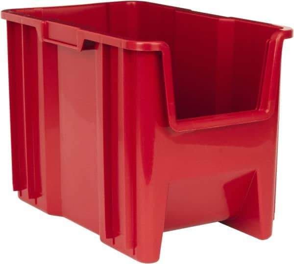 Quantum Storage - 75 Lb. Load Capacity, 17-1/2" Deep, Red Polyethylene Hopper Stacking Bin - 12-1/2" High x 10-7/8" Wide x 17-1/2" Long - Americas Industrial Supply