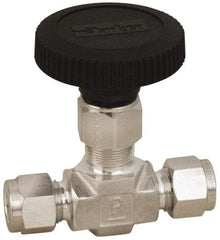 Parker - 5,000 Max psi, 3/8" Pipe, 316 Grade Stainless Steel, Inline Instrumentation Needle Valve - Americas Industrial Supply