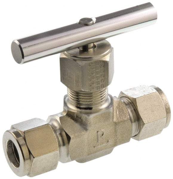 Parker - 5,000 Max psi, 1/2" Pipe, 316 Grade Stainless Steel, Inline Instrumentation Needle Valve - Americas Industrial Supply