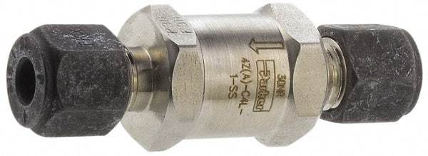 Parker - 3/8" Stainless Steel Check Valve - Inline, Comp x Comp, 6,000 WOG - Americas Industrial Supply