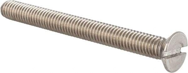 Value Collection - M6x1.00 Metric Coarse, 60mm OAL Slotted Drive Machine Screw - Flat Head, Grade 18-8 & A2 Stainless Steel, Uncoated, Without Washer - Americas Industrial Supply
