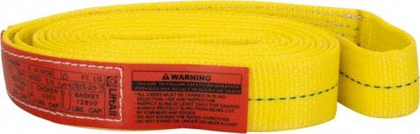 Lift-All - 10' Long x 2" Wide, 6,400 Lb Vertical Capacity, 1 Ply, Polyester Web Sling - 5,000 Lb Choker Capacity, Yellow - Americas Industrial Supply