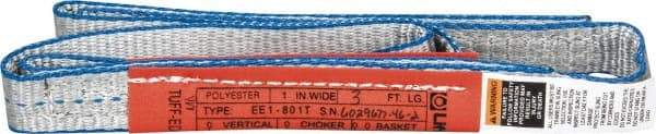 Lift-All - 3' Long x 1" Wide, 1,600 Lb Vertical Capacity, 1 Ply, Polyester Web Sling - 1,250 Lb Choker Capacity, Silver (Color) - Americas Industrial Supply