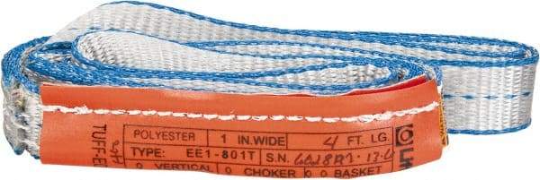 Lift-All - 4' Long x 1" Wide, 1,600 Lb Vertical Capacity, 1 Ply, Polyester Web Sling - 1,250 Lb Choker Capacity, Silver (Color) - Americas Industrial Supply
