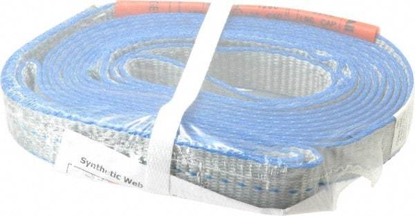Lift-All - 14' Long x 1" Wide, 1,600 Lb Vertical Capacity, 1 Ply, Polyester Web Sling - 1,250 Lb Choker Capacity, Silver (Color) - Americas Industrial Supply