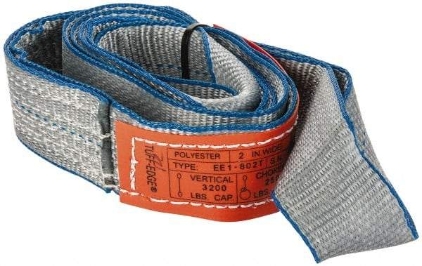 Lift-All - 6' Long x 2" Wide, 3,200 Lb Vertical Capacity, 1 Ply, Polyester Web Sling - 2,500 Lb Choker Capacity, Silver (Color) - Americas Industrial Supply