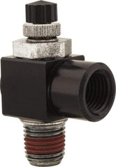 ARO/Ingersoll-Rand - 1/4" Male NPT x 1/4" Female NPT Right Angle Flow Control Valve - 0 to 150 psi & Brass Material - Americas Industrial Supply