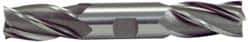 Hertel - 1/2", 1" LOC, 1/2" Shank Diam, 4-1/2" OAL, 4 Flute, High Speed Steel Square End Mill - Double End, TiCN Finish, Spiral Flute, 30° Helix, Centercutting, Right Hand Cut, Right Hand Flute - Americas Industrial Supply