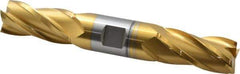 Hertel - 15/16", 1-7/8" LOC, 1" Shank Diam, 6-3/8" OAL, 4 Flute, High Speed Steel Square End Mill - Double End, TiN Finish, Centercutting - Americas Industrial Supply