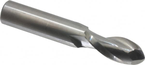 Onsrud - 1/2" Cutting Diam x 1-1/8" Length of Cut, 2 Flute, Upcut Spiral Router Bit - Uncoated, Right Hand Cut, Solid Carbide, 3" OAL x 1/2" Shank Diam, Ball End Taper, 30° Helix Angle - Americas Industrial Supply