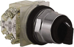 Schneider Electric - 30mm Mount Hole, 3 Position, Knob and Pushbutton Operated, Selector Switch - Black, Maintained (MA), 2NO/2NC, Weatherproof and Dust and Oil Resistant - Americas Industrial Supply