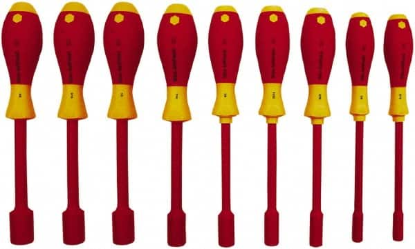 Wiha - 9 Piece 3/16 to 5/8" Insulated Nutdriver Set - Cushion Grip Handle - Americas Industrial Supply