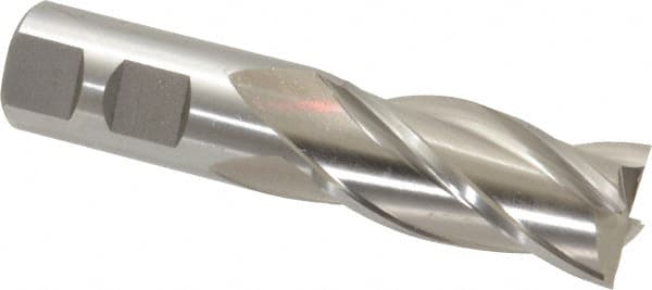 Cleveland - 15/16", 1-7/8" LOC, 7/8" Shank Diam, 4-1/8" OAL, 4 Flute, High Speed Steel Square End Mill - Single End, Uncoated, Spiral Flute, 30° Helix, Centercutting, Right Hand Cut, Right Hand Flute, Series HG-4C - Americas Industrial Supply